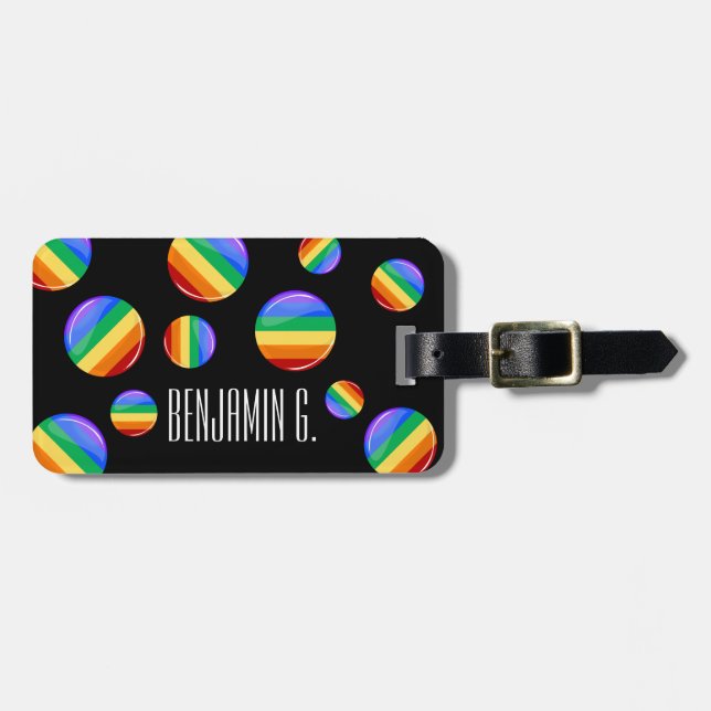 Rainbow Round LGBT Flag Luggage Tag (Front Horizontal)
