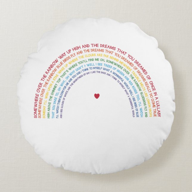 Rainbow Round Throw Pillow, Somewhere Over Rainbow Pillow (Front)
