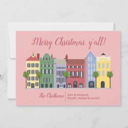 Rainbow Row Charleston SC Christmas Card