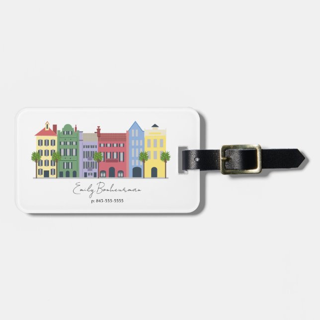 Rainbow Row Charleston South Carolina Luggage Tag (Front Horizontal)