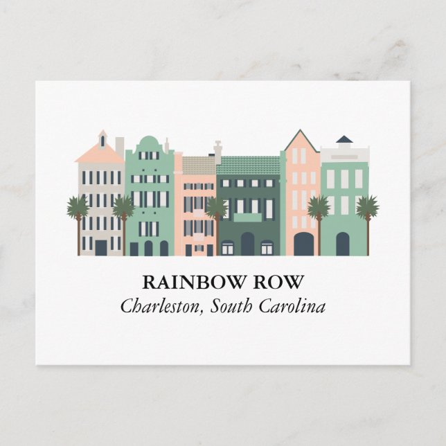 Rainbow Row Charleston South Carolina Postcard (Front)
