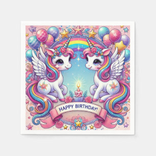 Rainbow Royalty Unicorns Napkins