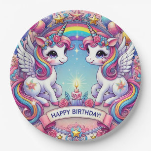 Rainbow Royalty Unicorns Paper Plates