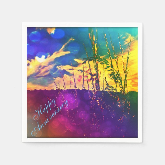 Rainbow Rural Landscape - Anniversary Napkins (Front)