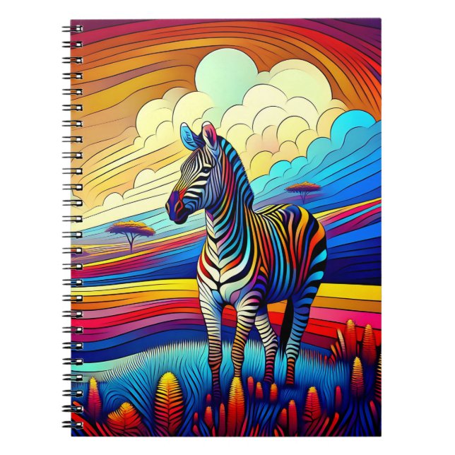 Rainbow Safari Zebra Notebook (Front)