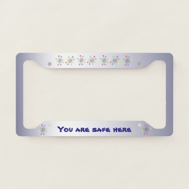Rainbow Safety Pin License Plate Frame (Front)