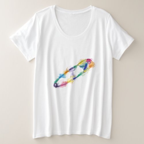 Rainbow Safety Pin Plus Size T_Shirt