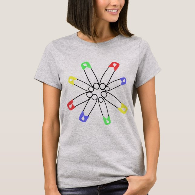 Rainbow Safety Pin Solidarity Resist T-Shirt (Front)