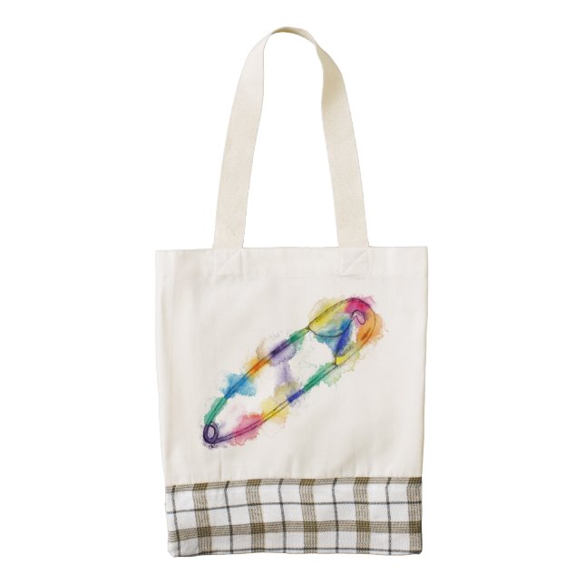 Rainbow Safety Pin Tote Bag (Front)