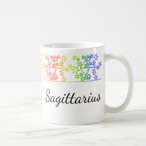 Rainbow Sagittarius Star Sign Personalized Mug