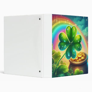 Rainbow Saint Patrick's Day clover 3 Ring Binder