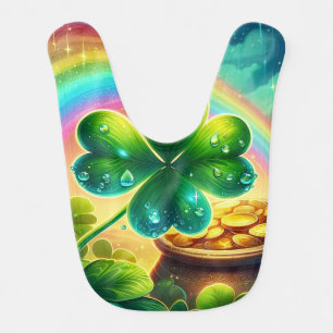 Rainbow Saint Patrick's Day clover Baby Bib