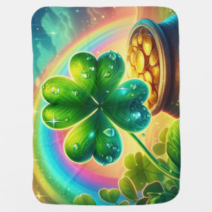 Rainbow Saint Patrick's Day clover Baby Blanket