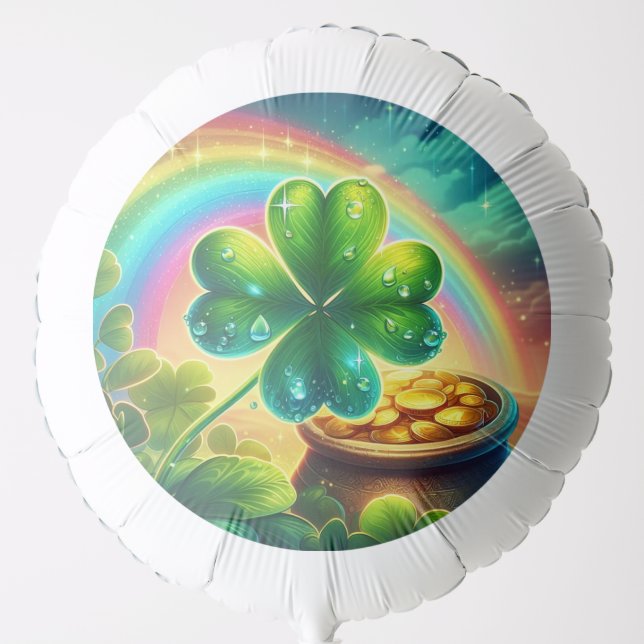 Rainbow Saint Patrick's Day clover Balloon (Front)