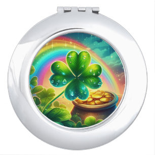 Rainbow Saint Patrick's Day clover Compact Mirror
