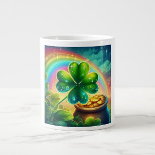 Rainbow Saint Patrick's Day clover Giant Coffee Mug