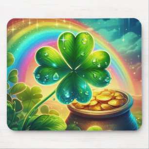 Rainbow Saint Patrick's Day clover Mouse Pad
