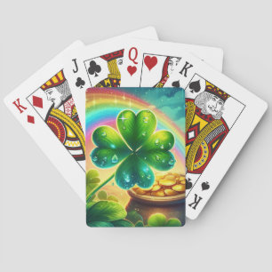 Rainbow Saint Patrick's Day clover Poker Cards