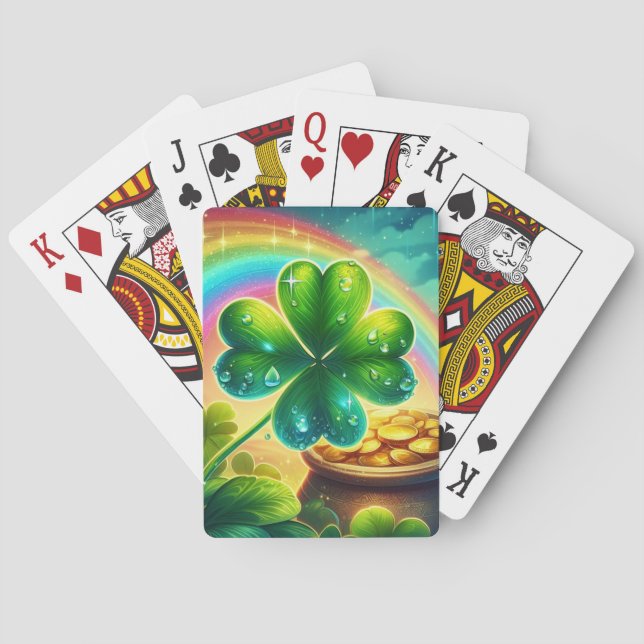 Rainbow Saint Patrick's Day clover Poker Cards (Back)
