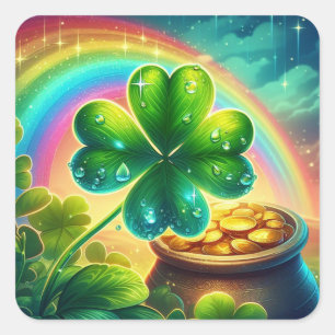 Rainbow Saint Patrick's Day clover Square Sticker