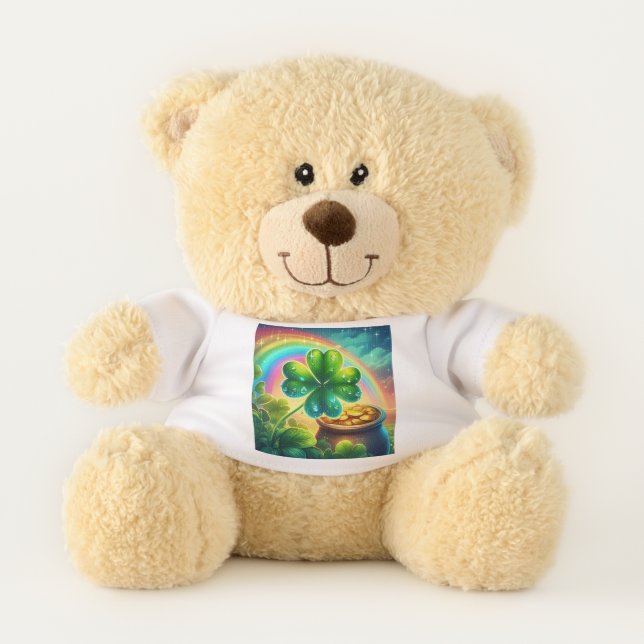 Rainbow Saint Patrick's Day clover Teddy Bear (Front)