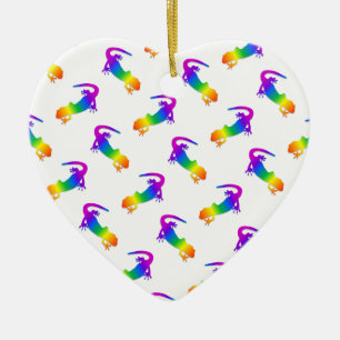 Rainbow Salamander Ceramic Ornament
