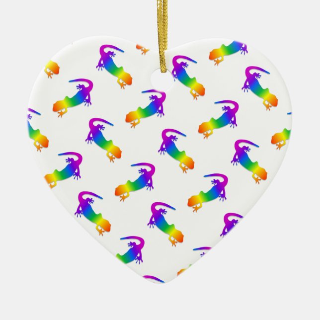 Rainbow Salamander Ceramic Ornament (Front)