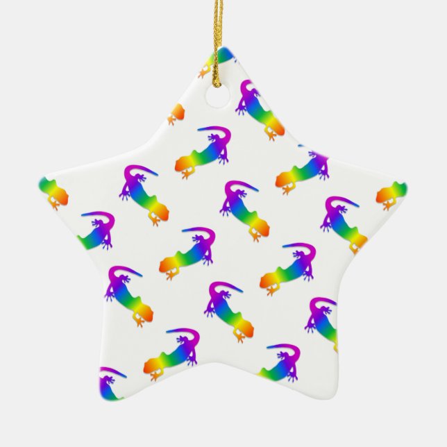 Rainbow Salamander Ceramic Ornament (Front)