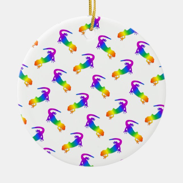Rainbow Salamander Ceramic Ornament (Front)