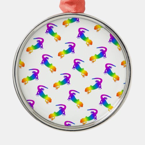 Rainbow Salamander Metal Ornament