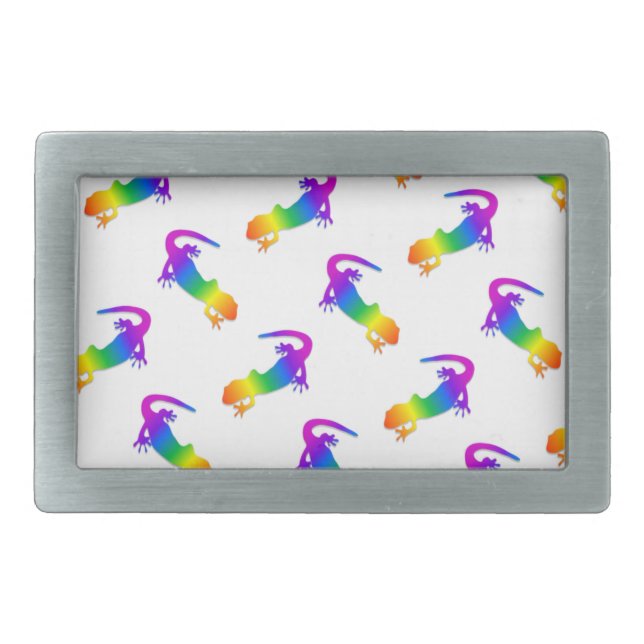 Rainbow Salamander Rectangular Belt Buckle (Front)