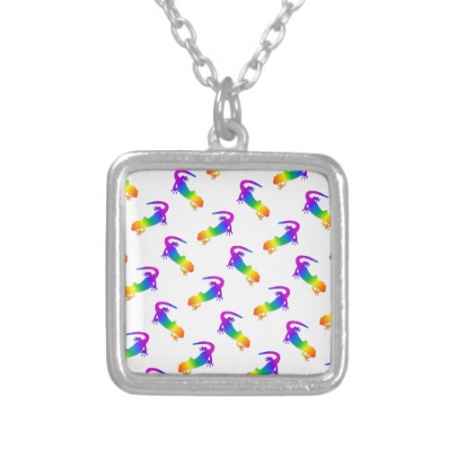 Rainbow Salamander Silver Plated Necklace