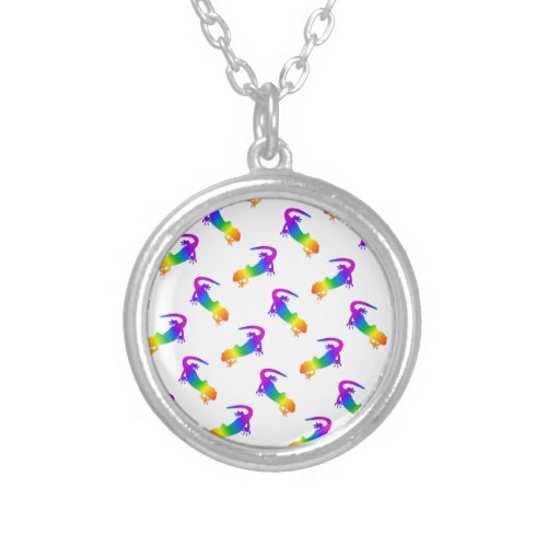 Rainbow Salamander Silver Plated Necklace