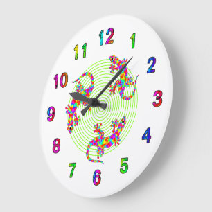 Rainbow Salamander World Large Clock