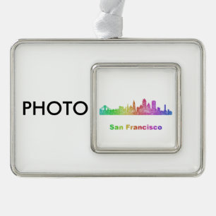 Rainbow San Francisco skyline Christmas Ornament