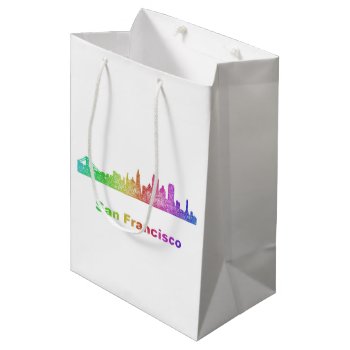 Rainbow San Francisco Skyline Medium Gift Bag by ZYDDesign at Zazzle