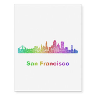 Rainbow San Francisco skyline Temporary Tattoos
