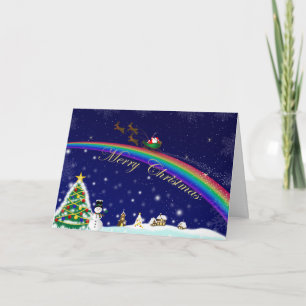 Rainbow Santa Christmas Card