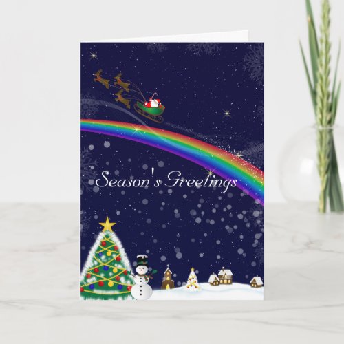 Rainbow Santa Christmas Card
