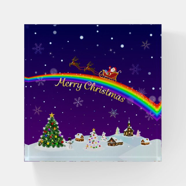 Rainbow Santa Claus Paperweight (Front)
