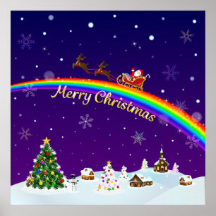 Rainbow Santa Claus Poster