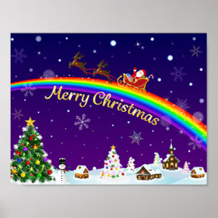 Rainbow Santa Claus Poster