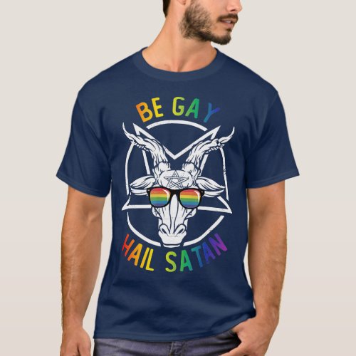 Rainbow Satan Lgbt Goth Gay Pride Baphomet Be Gay  T_Shirt