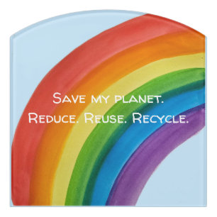 RAINBOW Save my planet (customizable) Door Sign