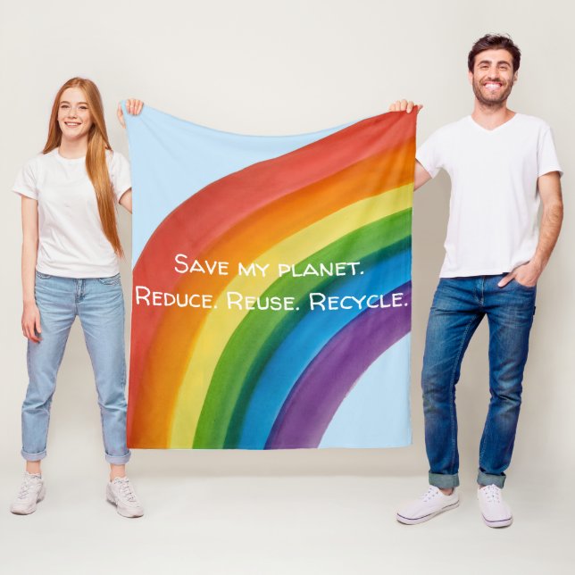RAINBOW Save my planet (customizable) Fleece Blanket (In Situ)