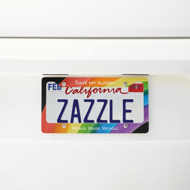 RAINBOW Save my planet (customizable) License Plate Frame (On Car)