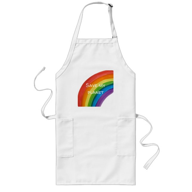 RAINBOW Save my planet (customizable) Long Apron (Front)
