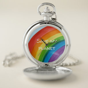 RAINBOW Save my planet (customizable) Pocket Watch