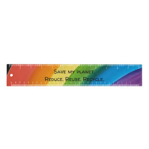 RAINBOW Save my planet (customizable) Ruler