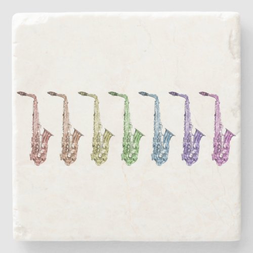 Rainbow Saxophone Art Stone Coaster